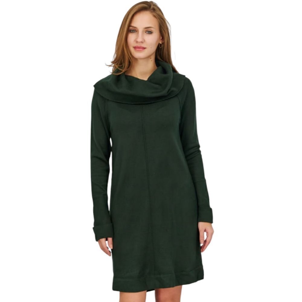 Vince Camuto Women's Dark Green Sweater Cowl Neck Midi Dress Women's Large NEW